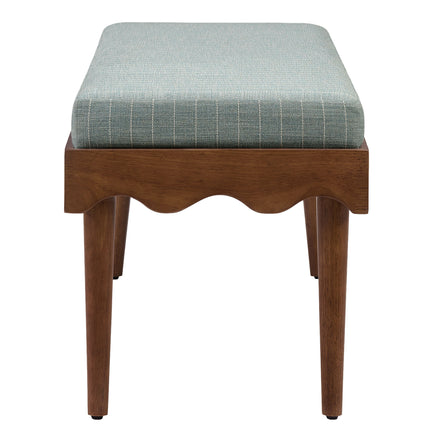 Mirette Scalloped Edge Striped Accent Bench in Spa Blue Stripe