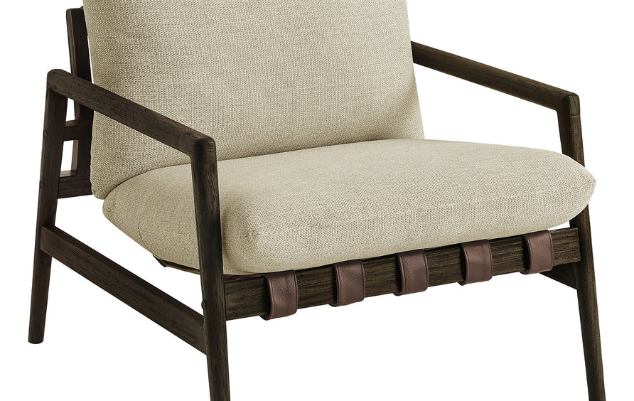 Stavanger Outdoor Patio Teak Wood Sling Chair in Dark Brown Sand