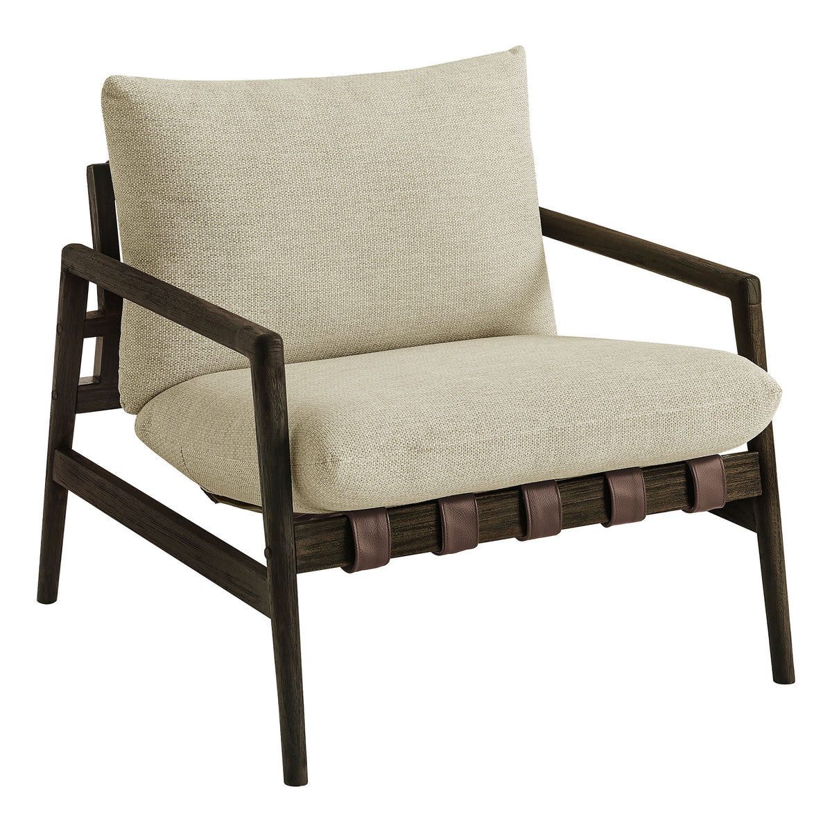 Stavanger Outdoor Patio Teak Wood Sling Chair in Dark Brown Sand