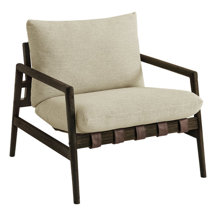 Nomi Outdoor Patio Teak Wood Sling Chair in Dark Brown Sand