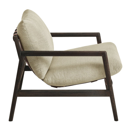 Nomi Outdoor Patio Teak Wood Sling Chair in Dark Brown Sand