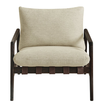 Nomi Outdoor Patio Teak Wood Sling Chair in Dark Brown Sand