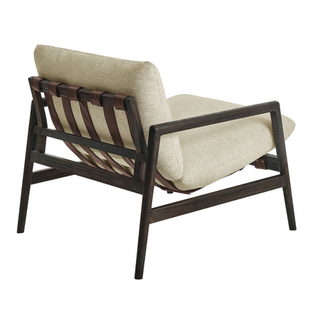 Nomi Outdoor Patio Teak Wood Sling Chair in Dark Brown Sand