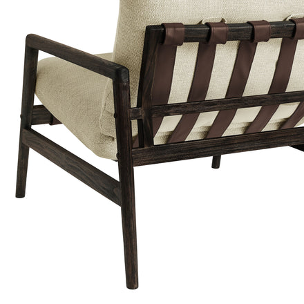 Nomi Outdoor Patio Teak Wood Sling Chair in Dark Brown Sand