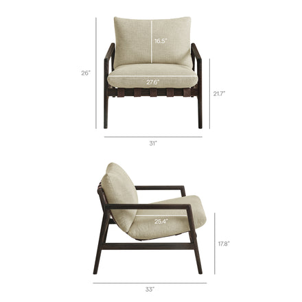 Nomi Outdoor Patio Teak Wood Sling Chair in Dark Brown Sand