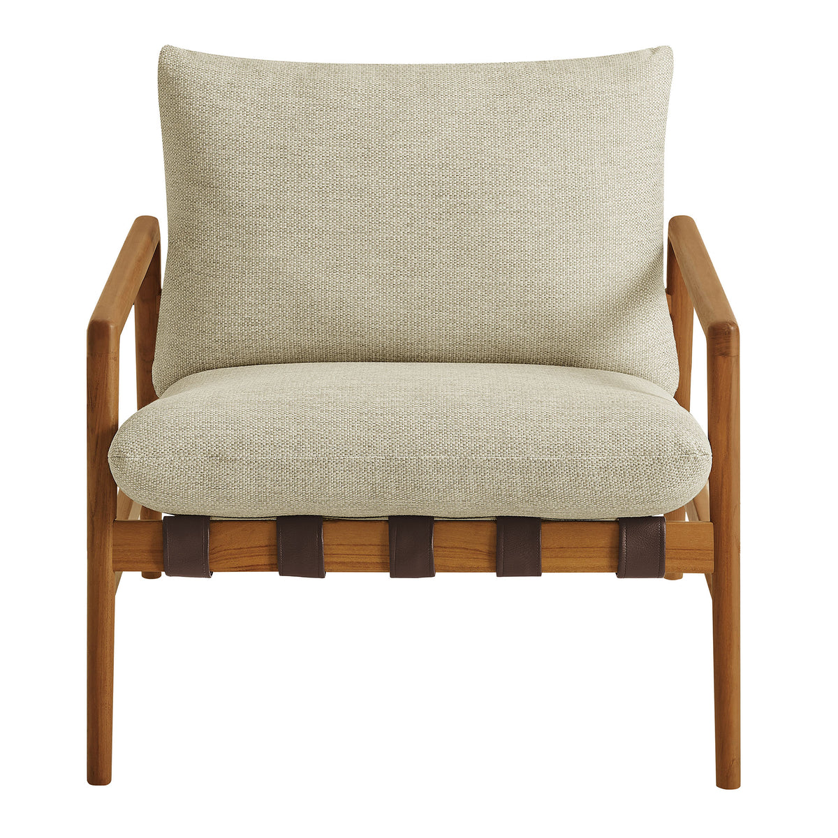 Stavanger Outdoor Patio Teak Wood Sling Chair in Natural Sand