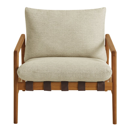 Nomi Outdoor Patio Teak Wood Sling Chair in Natural Sand