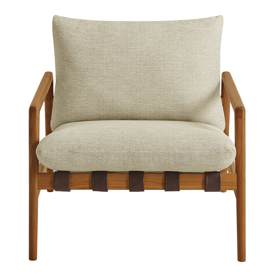 Stavanger Outdoor Patio Teak Wood Sling Chair in Natural Sand