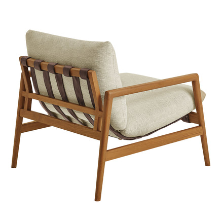 Nomi Outdoor Patio Teak Wood Sling Chair in Natural Sand