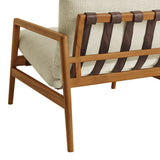 Stavanger Outdoor Patio Teak Wood Sling Chair in Natural Sand