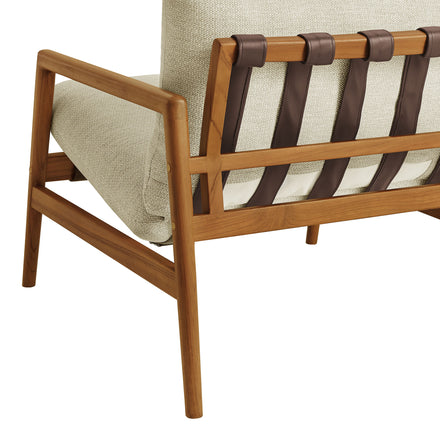 Nomi Outdoor Patio Teak Wood Sling Chair in Natural Sand