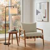 Stavanger Outdoor Patio Teak Wood Sling Chair in Natural Sand