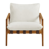 Stavanger Outdoor Patio Teak Wood Sling Chair in Natural White