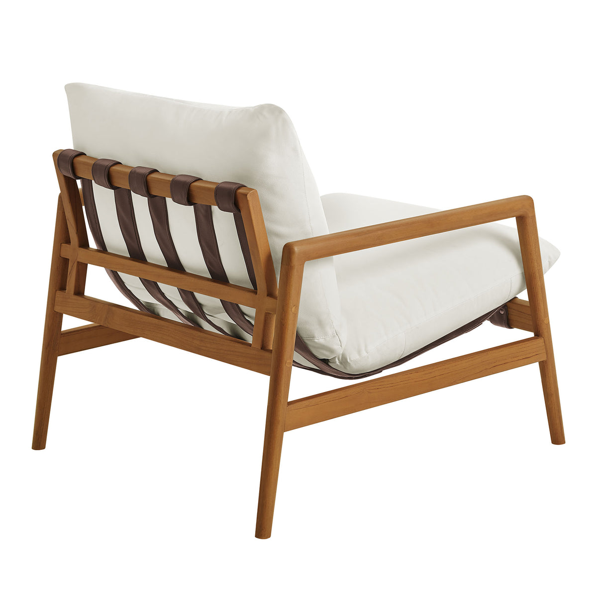 Stavanger Outdoor Patio Teak Wood Sling Chair in Natural White