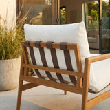 Stavanger Outdoor Patio Teak Wood Sling Chair in Natural White