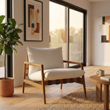 Stavanger Outdoor Patio Teak Wood Sling Chair in Natural White