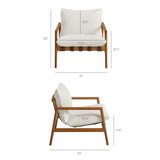 Stavanger Outdoor Patio Teak Wood Sling Chair in Natural White