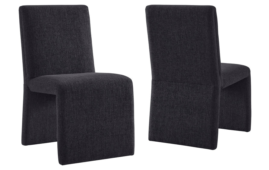 Lime Upholstered Fabric Dining Side Chair Set of 2 in Ebony