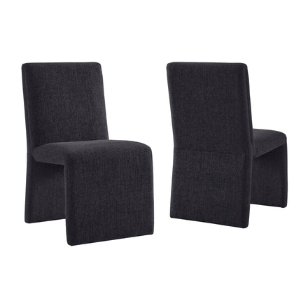 Emory Upholstered Fabric Dining Side Chair Set of 2 in Ebony