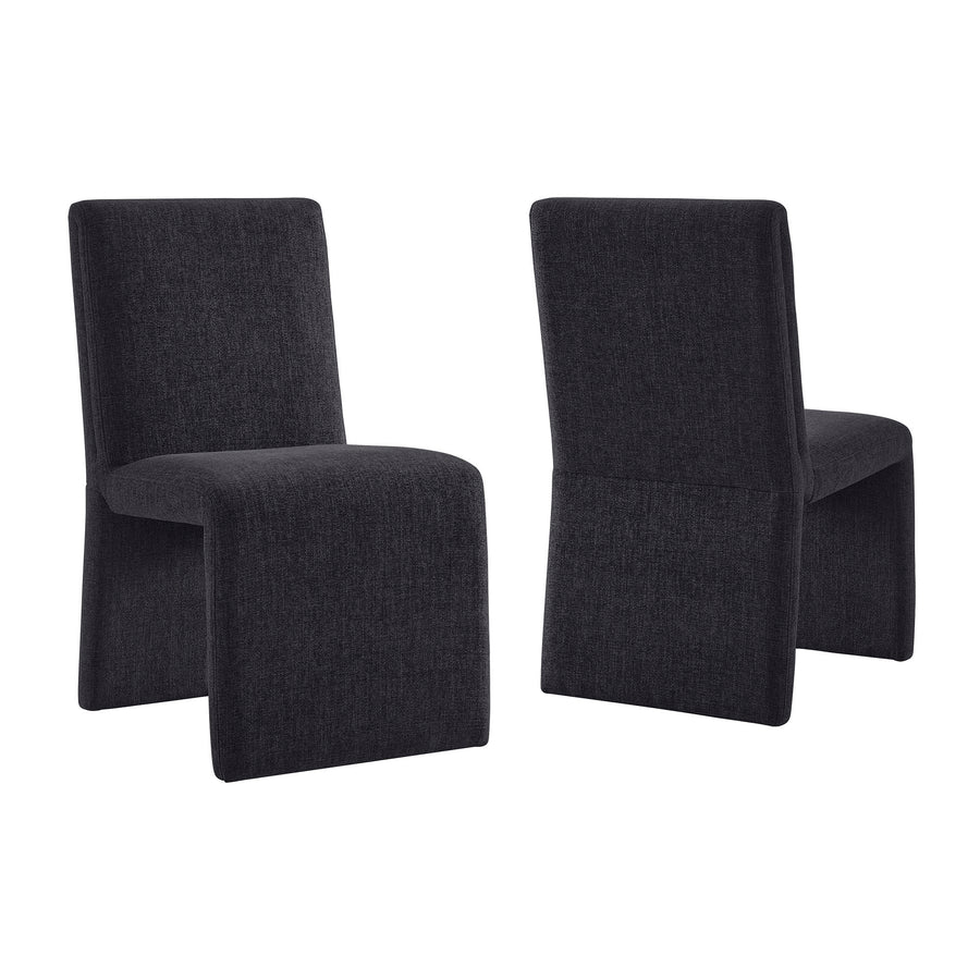 Lime Upholstered Fabric Dining Side Chair Set of 2 in Ebony