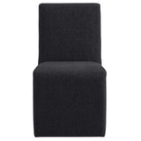 Lime Upholstered Fabric Dining Side Chair Set of 2 in Ebony