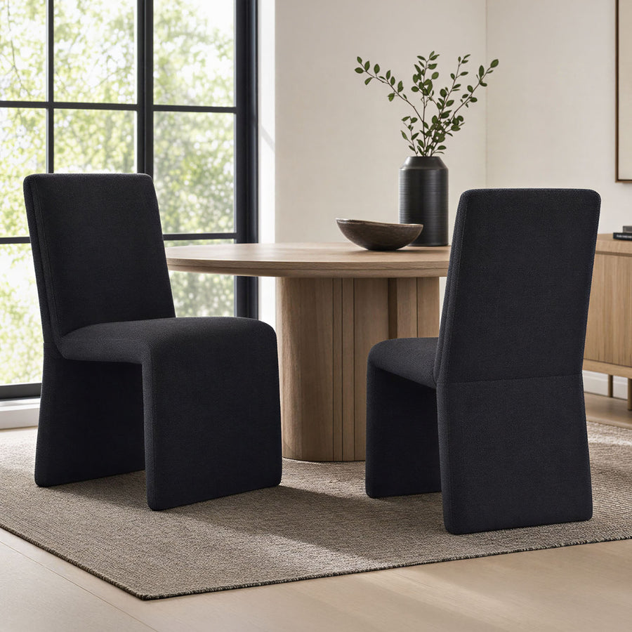 Lime Upholstered Fabric Dining Side Chair Set of 2 in Ebony