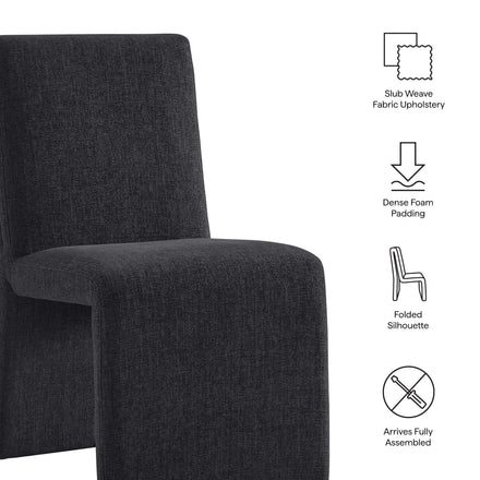 Emory Upholstered Fabric Dining Side Chair Set of 2 in Ebony