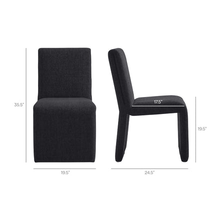 Emory Upholstered Fabric Dining Side Chair Set of 2 in Ebony