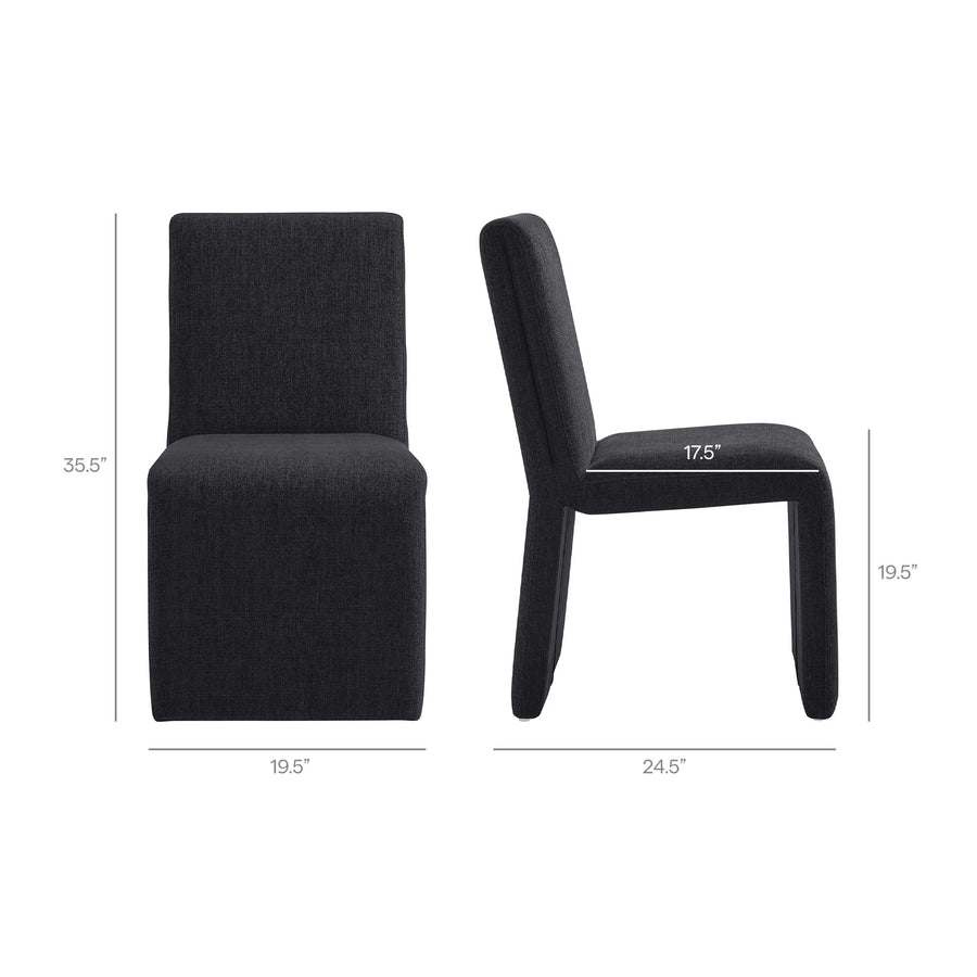 Lime Upholstered Fabric Dining Side Chair Set of 2 in Ebony