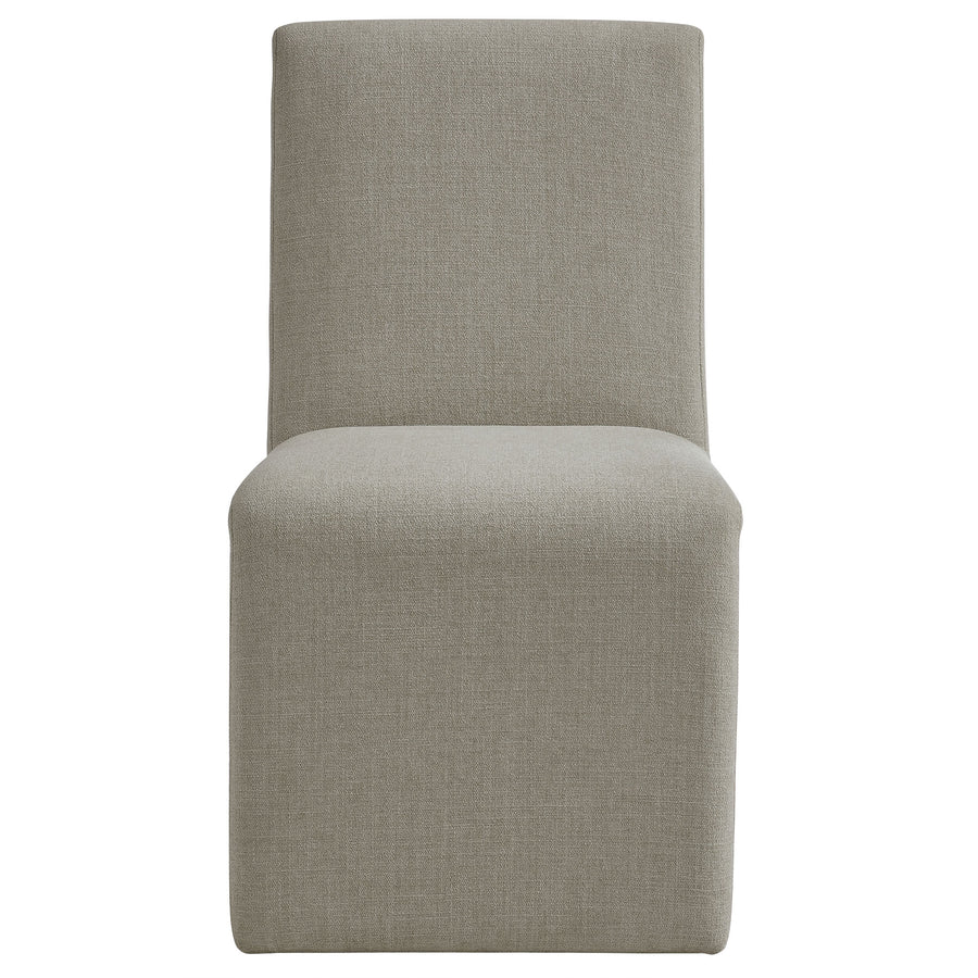 Lime Upholstered Fabric Dining Side Chair Set of 2 in Linen