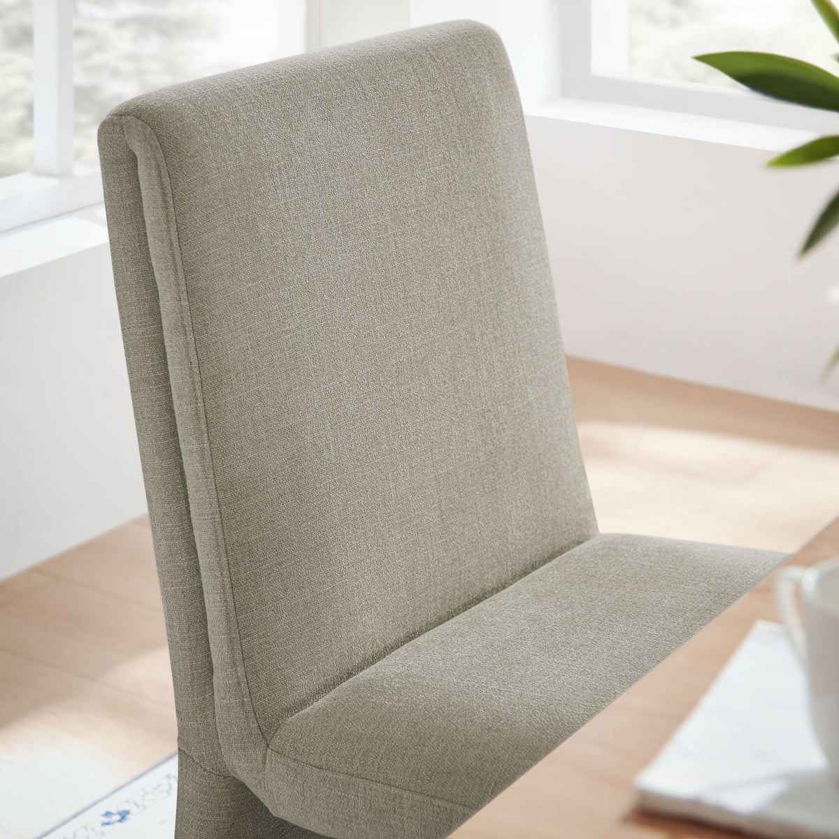 Lime Upholstered Fabric Dining Side Chair Set of 2 in Linen