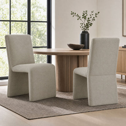 Emory Upholstered Fabric Dining Side Chair Set of 2 in Linen