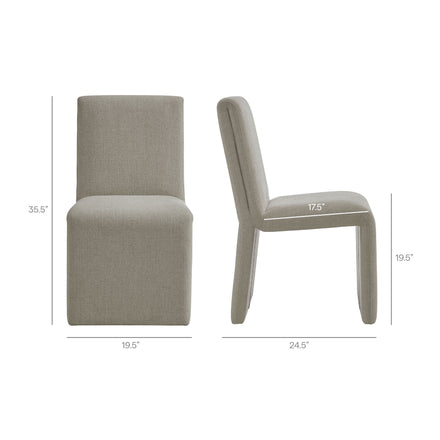 Emory Upholstered Fabric Dining Side Chair Set of 2 in Linen