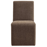 Lime Upholstered Fabric Dining Side Chair Set of 2 in Mocha