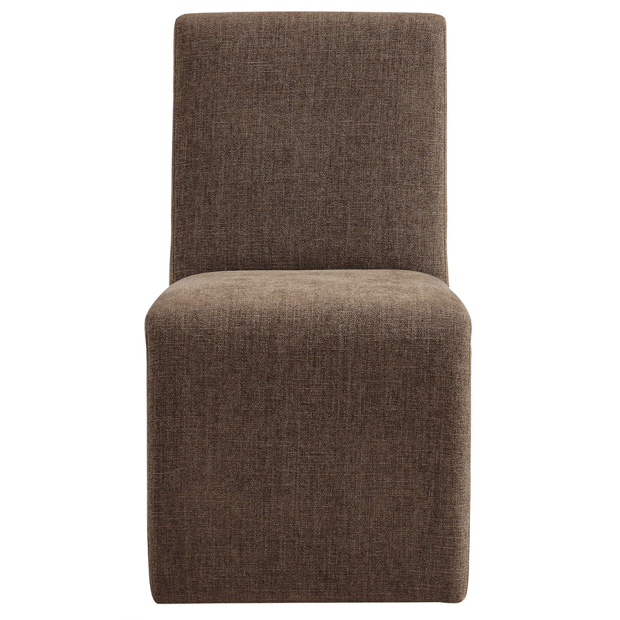 Lime Upholstered Fabric Dining Side Chair Set of 2 in Mocha