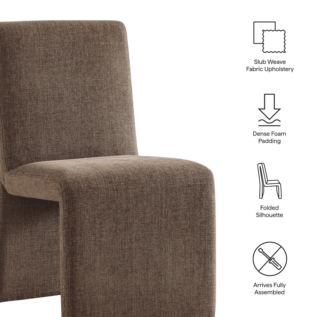 Lime Upholstered Fabric Dining Side Chair Set of 2 in Mocha