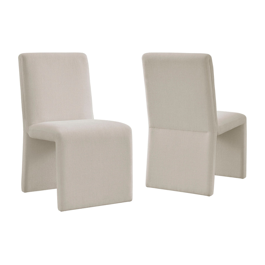 Lime Upholstered Fabric Dining Side Chair Set of 2 in Salt