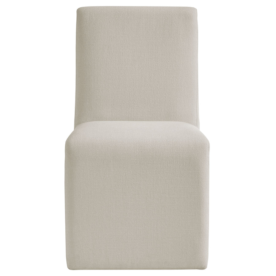 Lime Upholstered Fabric Dining Side Chair Set of 2 in Salt