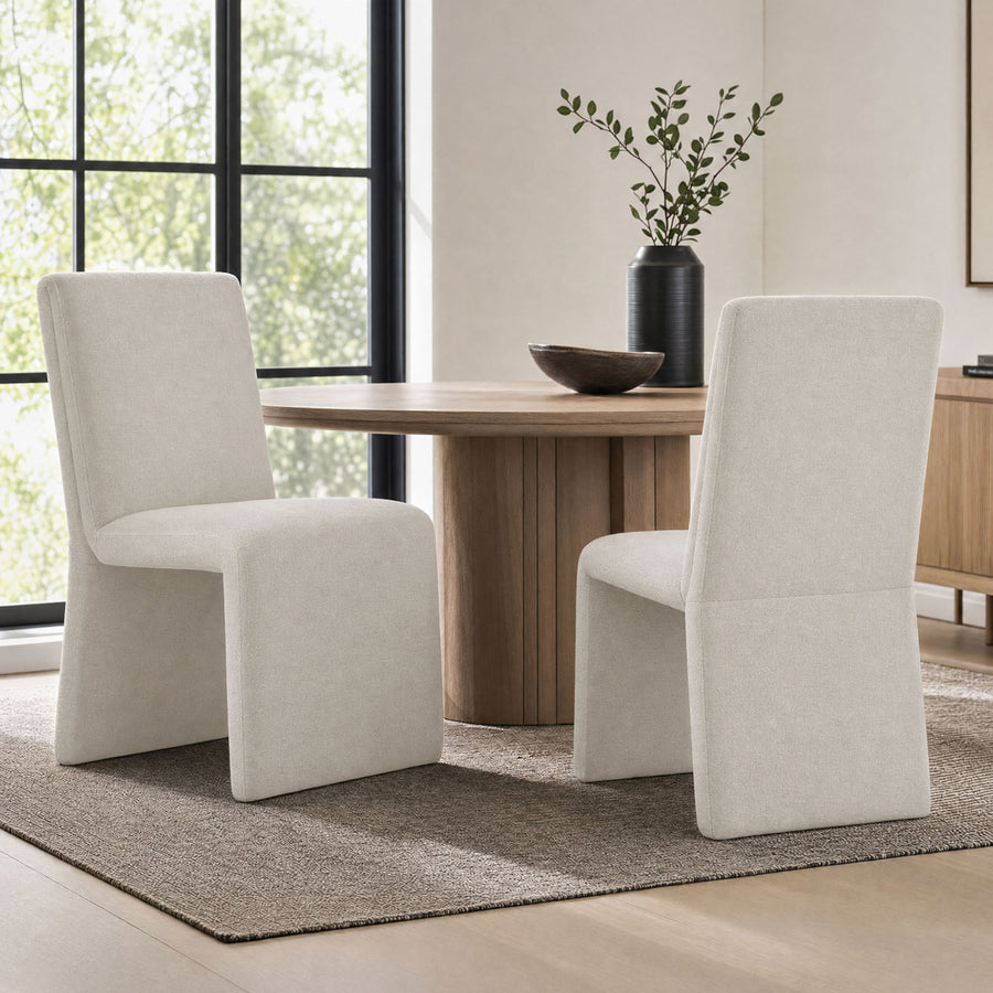Lime Upholstered Fabric Dining Side Chair Set of 2 in Salt