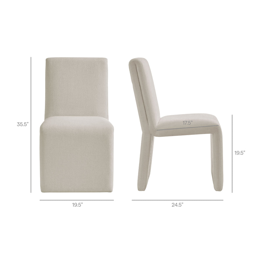 Lime Upholstered Fabric Dining Side Chair Set of 2 in Salt