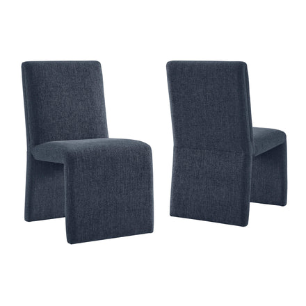 Emory Upholstered Fabric Dining Side Chair Set of 2 in Slate Blue
