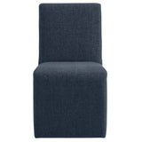 Lime Upholstered Fabric Dining Side Chair Set of 2 in Slate Blue