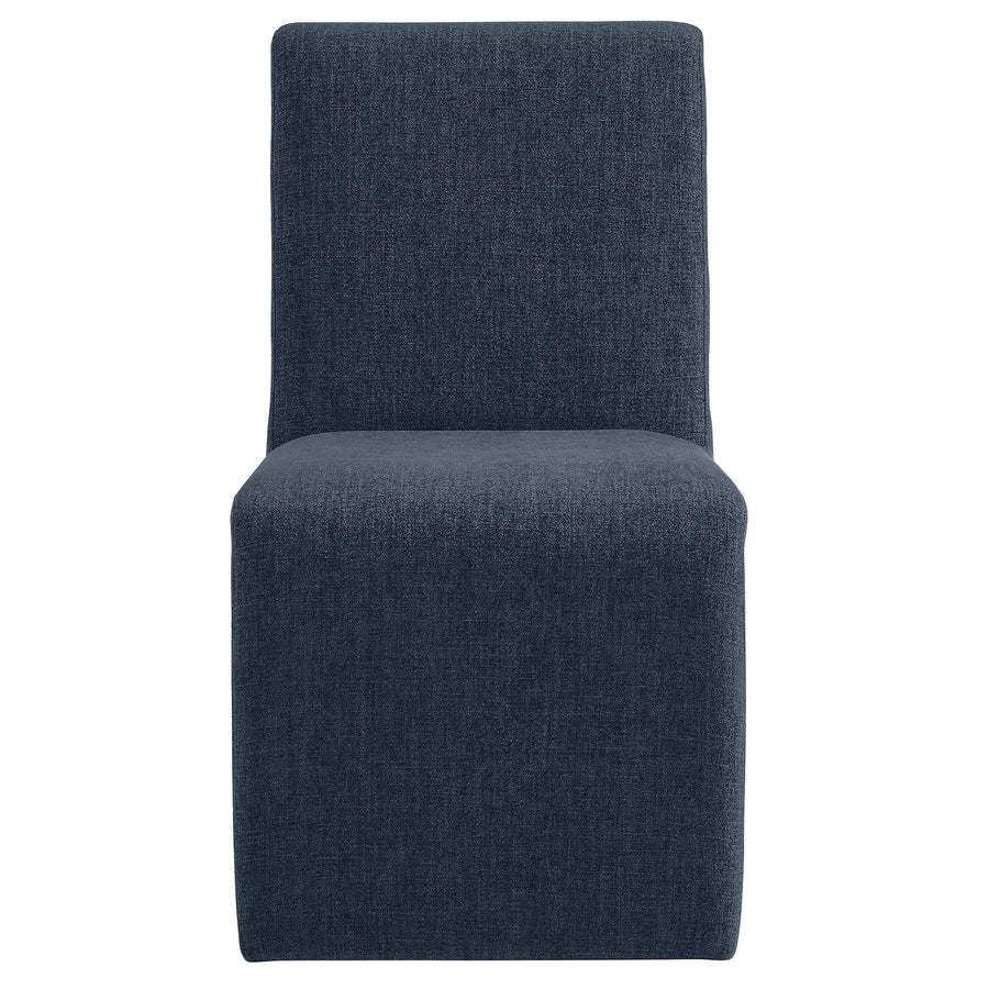 Lime Upholstered Fabric Dining Side Chair Set of 2 in Slate Blue