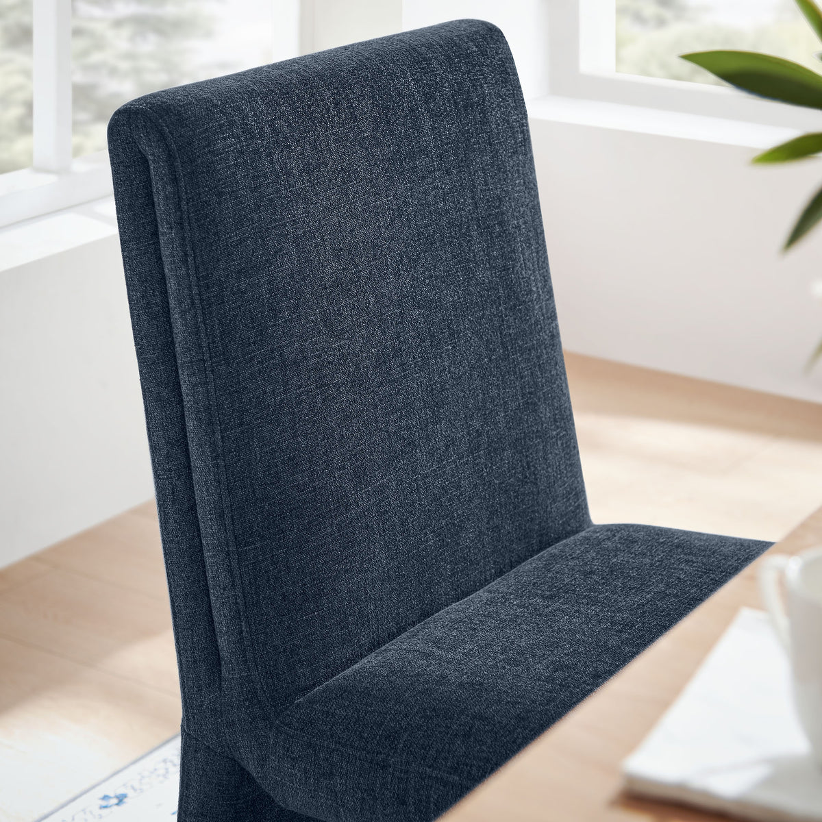 Lime Upholstered Fabric Dining Side Chair Set of 2 in Slate Blue