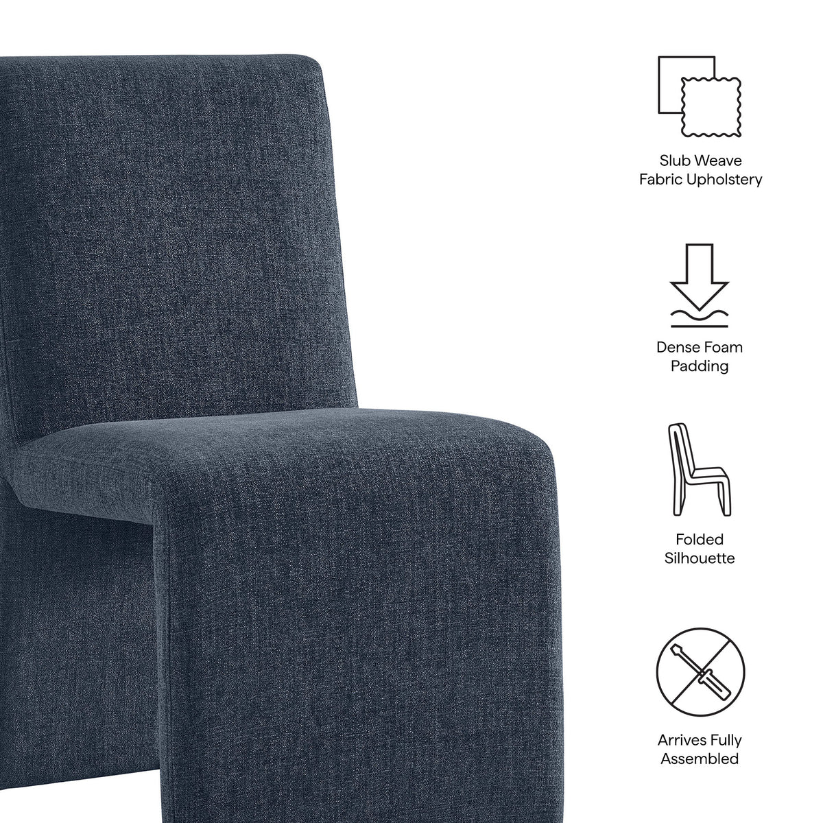 Lime Upholstered Fabric Dining Side Chair Set of 2 in Slate Blue