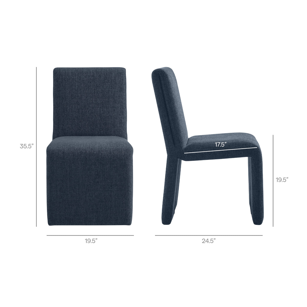 Lime Upholstered Fabric Dining Side Chair Set of 2 in Slate Blue