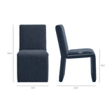 Lime Upholstered Fabric Dining Side Chair Set of 2 in Slate Blue