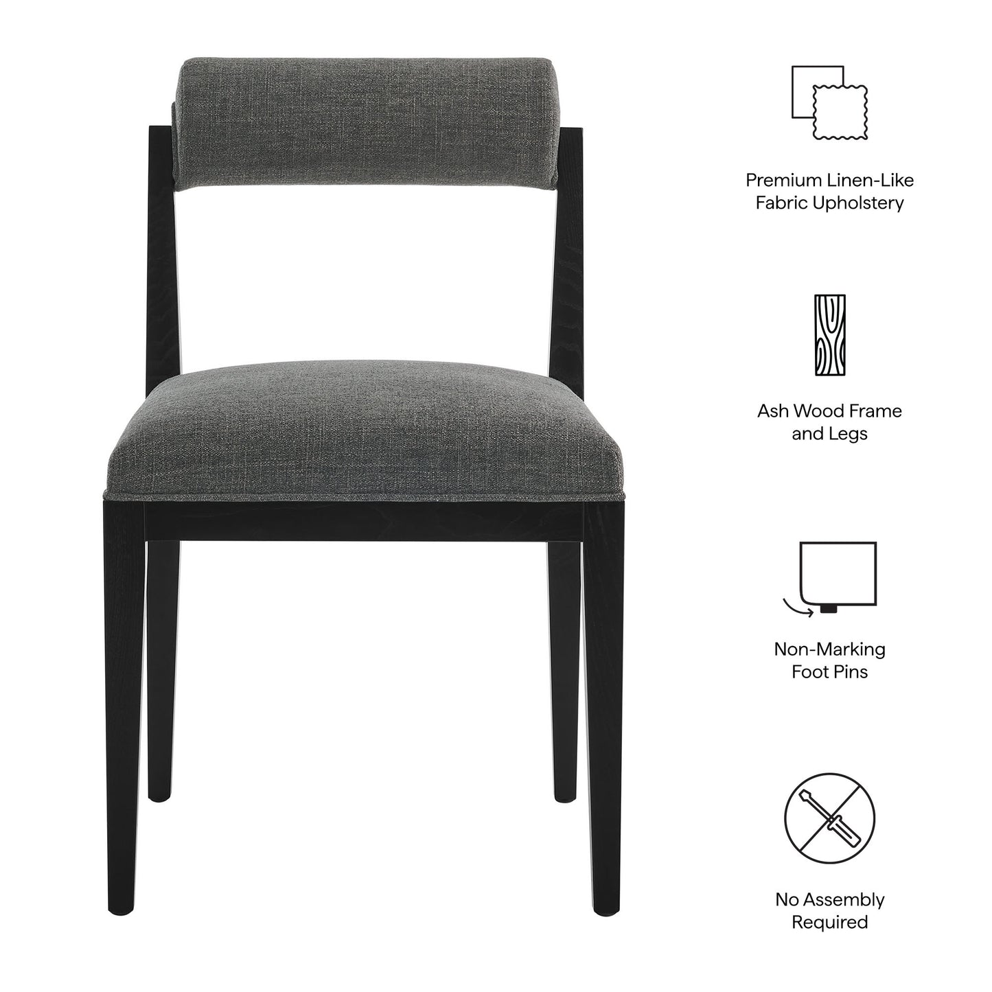 Blaise Fabric Dining Chair Set of 2 in Charcoal