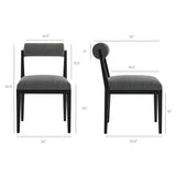 Blaise Fabric Dining Chair Set of 2 in Charcoal