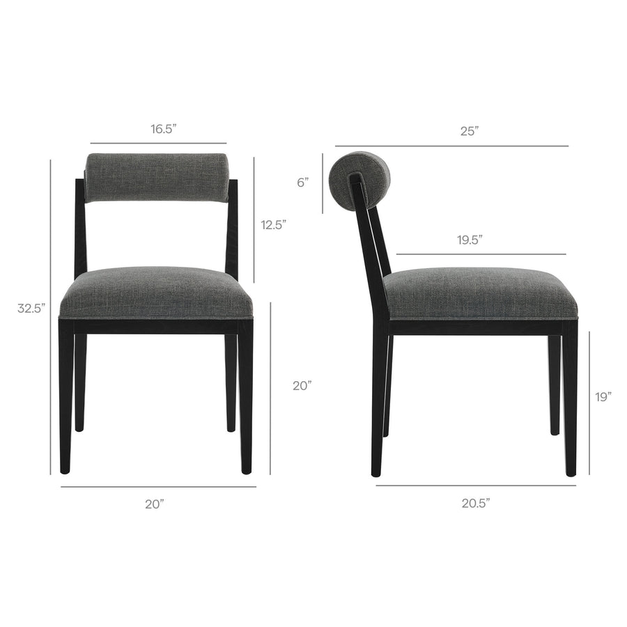 Blaise Fabric Dining Chair Set of 2 in Charcoal